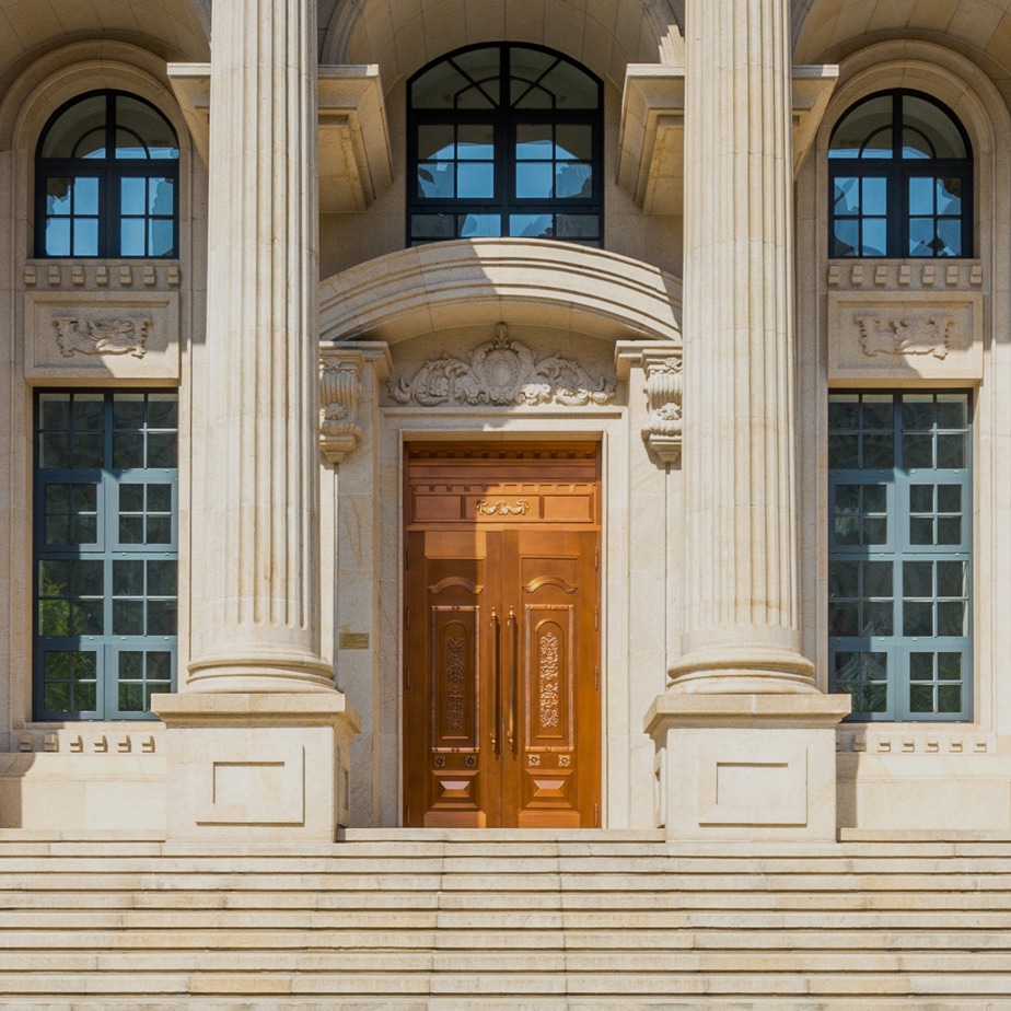 old bank building exterior square